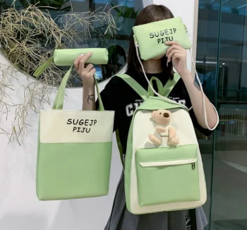 Weysfor 4pcs/set School Students Backpack School Bag For Kids Teenage Girl Rucksack Women Travel Backpack Moclila Book Backbag