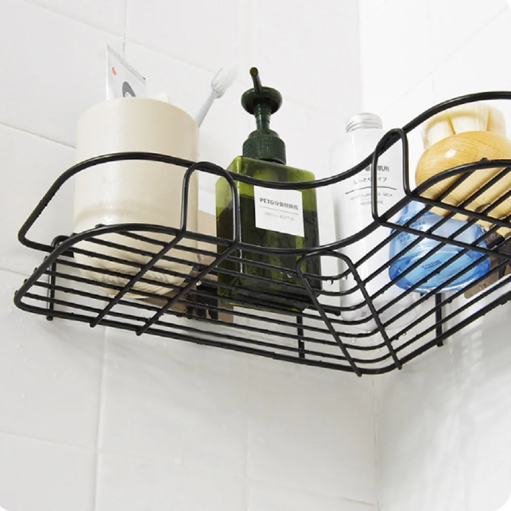 Shelf Rack Wall Mounted Triangular Corner Storage Shelves Shampoo Holder Drain Basket Organizer Bath Accessories - Image 5