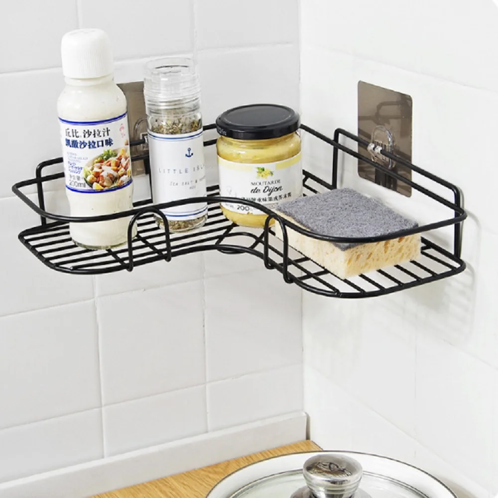 Shelf Rack Wall Mounted Triangular Corner Storage Shelves Shampoo Holder Drain Basket Organizer Bath Accessories - Image 2