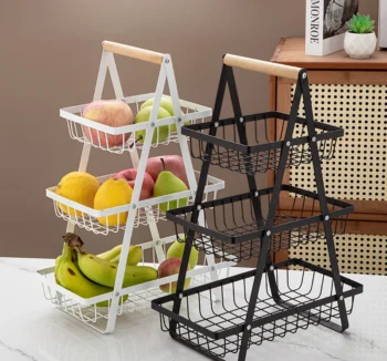 Three-tier Shelves Creative Multi-layer Hollow Grids Fruit Baskets Home Living Room Dried Fruit Snack Storage Racks