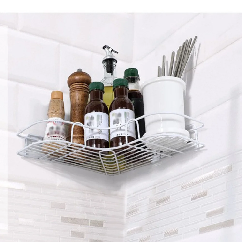 Shelf Rack Wall Mounted Triangular Corner Storage Shelves Shampoo Holder Drain Basket Organizer Bath Accessories - Image 3
